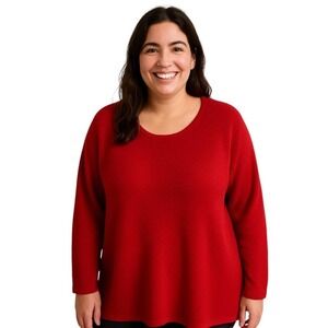 Workshop Republic Clothing Red Knit Long Sleeve Pullover Sweater Top Size‎ L